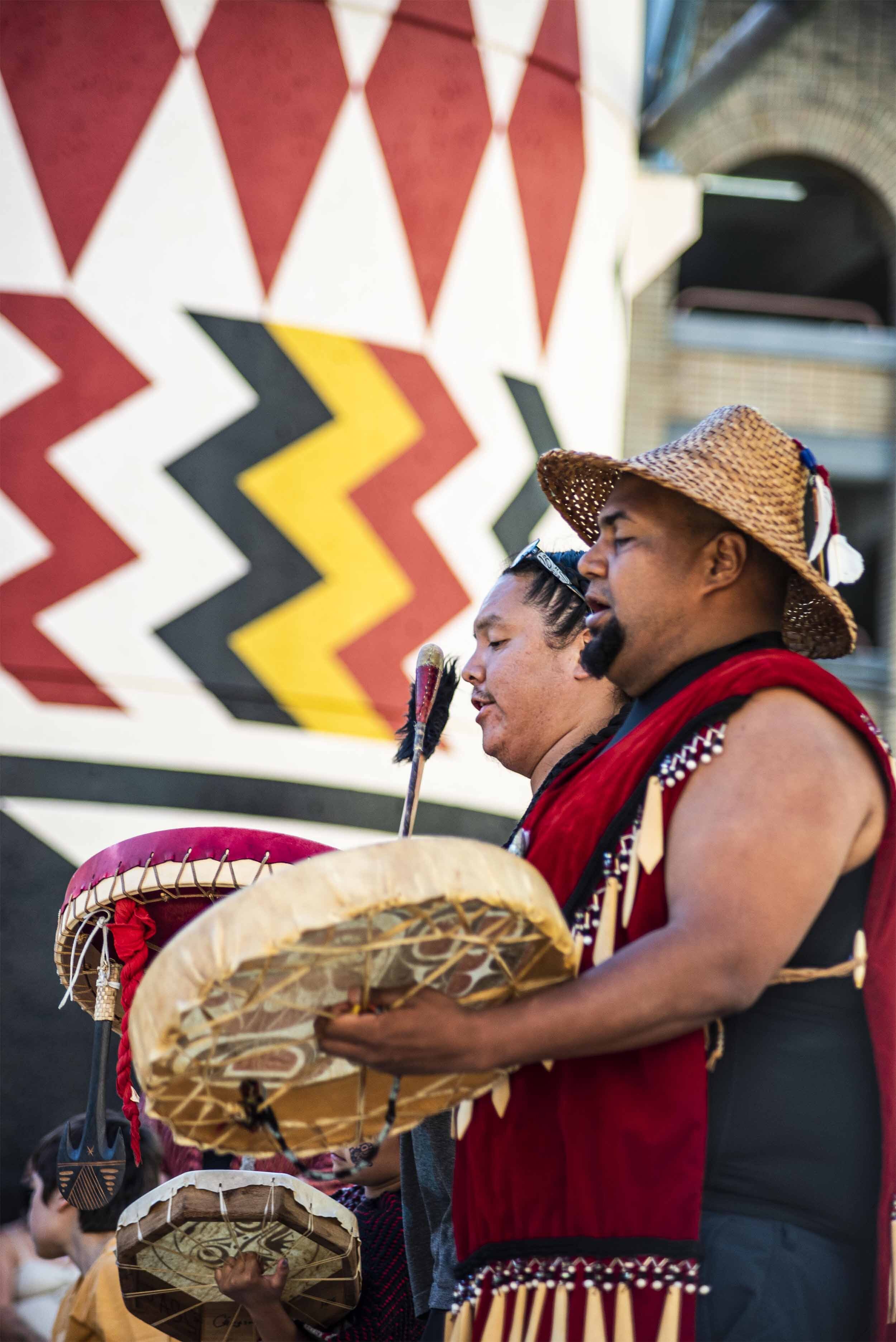 Drummers at Blanketing The City at Cathedral Square Opening Ceremony.jpg